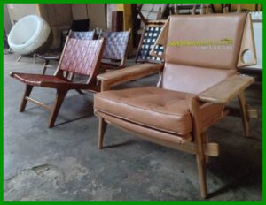 Leather Armchair Minimalis Furniture Kursi Kulit