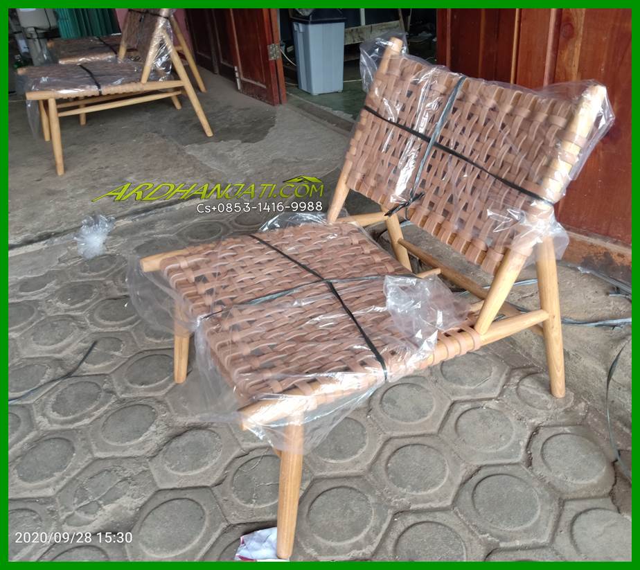 Leather Woven Teak Chair